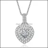Pendanthalsband Peach Heart Necklace For Women Jewel Fashion Fl Diamond Exquisite Sier Drop Delivery 2021 Pendants DHSeller2010 DHCS6