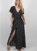 Casual Kleider Sommer Damen Lange Split Shirts Polka Dot Strand Maxi Kleid Frauen Abend Party Kleid Bodenlangen Strände Hobo sommerkleid