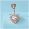 Button Button Butble Butão jóias para mulheres meninas cúbicas zirconia coração anel de barriga arte piercing je dhn63