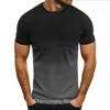Летние рубашки с коротким рукавом для мужчин градиентная футболка тонкая секция свободная столовая одежда негабаритная o шея футболка мужская одежда 220607