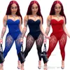 Sexiga spårningsdräkter Womens Bra Sling Jumpsuits Perspektiv Spetsbyxor Solid Two Piece Outfits Designerkläder