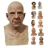 Rolig mask Halloween Realist Creepy Wrinkle Old Latex Scary Full Head Man Woman Horror Cosplay Party Pests 220622