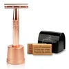 HAWARD ROSE GOLD RAZOR SETRASUREBLE ECO Friendly Double Edge Safety Razor for Women1 Razor 1 Blade Disposal Case10 Blades 220622