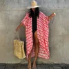 Etniska kläder broderier kaftan strand tunika täcker sagda de praia baddräkt kvinnor bikini pareo sarong beachwearethnic