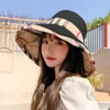 Berets Summer Beach Women's Sun Hat Outdoor Leisure Plaid Fisherman Women Autumn Protection Round Basin CapBerets