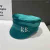 Berretti Designer di marca Cappellini primavera-estate Donna Berretto da ragazzo bicolore Cappello da panettiere in raso impreziosito da cristalli