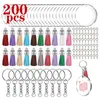 Party Favor 200 Pcs Acrylique Porte-clés Blancs Kit avec Porte-clés Anneaux Ronds Disques Clairs Cercles Coloré Gland Pendentifs pour DIY