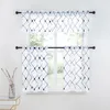 Vorhang Vorhänge Topfinel Geometrische bestickte kurze transparente Vorhänge Tüll Fenster für Küche Wohnzimmer Schlafzimmer Voile CafeCurtain