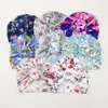 New Round Knot Bow Turban Head wraps Girls Cotton Floral Print Donuts Turbante per bambini Cappello indiano Beanie Caps