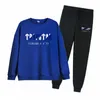 Vêtements de sport hommes/femmes col rond sweat à capuche sweat-shirt pantalons de survêtement deux pièces vêtements de sport amples manteau à capuche imprimé printemps 220726