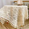 Mantel de encaje, mantel tejido, cubierta de mesa rectangular para cubierta de mesa de té a prueba de polvo, Obrus Tafelkleed mantel mesa nappe CX220413
