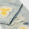 2021 Fringe broderi hål rippade män punk baggy jeans byxor raka avslappnad tvättad retro lös denim byxor pantn homme t220803