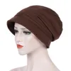 Beretten ruche moslim hijab vrouwen ruches vaste vizier hoed kanker chemo beanie tulband wrap cap femme musulman turbantesberets pros22