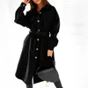 Mélanges de laine pour femmes automne hiver vêtements d'extérieur à manches longues femmes simples à lacets solide Cardigan manteaux élégant veste à revers hauts Phyl22