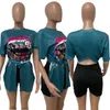 Hot Sell Graphic Print Bandage Tops T-shirts For Women Short Sleeve Hip Hop Street Hem Split Casual Tee Tshirt LD82076