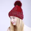 Gorro/caveira tampa de moda de inverno chapéu feminino de malha quente chapéus para mulheres críticas de menina pom cápsula feminina/crânio