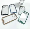 Elektropläterat kromat utrymme Clear Clear Acrylic TPU Hårt telefonfodral för iPhone 14 13 12 11 Pro Max Mini XR XS X 8 7 6 Plus stötsäker mobiltelefonfodral