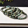 Beaded Strands Natural Stone Turquoises Beads Bracelet Mala Jewelry Green Moss Agates For Women Men 8mm Inte22