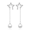 Stud Fashion Pearl Jewelry 925 Sterling Srebrne kolczyki dla kobiet zaręczyny Znakomita cyrkon gwiazda kolczyka Girl Holiday GiftsStud Farl22