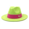 Boinas Mujeres Sombrero Fedora Cinturón Rosa Hombres Elegantes Ala Ancha Panamá Trilby Cap Estilo Británico Fiesta Formal WholesaleBerets Wend22