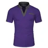 Men's Polos Summer Men's Simple Solid Color V-Neck Short Sleeve Shirt Business Casual High Quality T-Shirt Tops European SizeMen's Men's