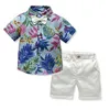 1-7 ans enfant en bas âge bébé garçon ensembles shorts tenue hawaïenne, enfant en bas âge laisser fleuri à manches courtes petit haut + costumes courts 5579 Q2