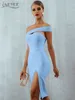 Adyce White Blue Bodycon Bandage Dres Summer Sexy Elegant Black One Shoulder Strapless Celebrity Runway Party Dress 220509