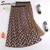 Surmiitro Maxi Pleated Skirt Women For Spring Summer Korean Ladies Korean Blue Yellow Print High Waist Long Skirt Female 210311