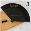 Party Favor Event Supplies Festive Home Garden Chinese Style Plum Chiffon Fabric Folding Fan Dance Wedding Hand Held Flower Women Po Prop