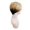 Ombre Pixie Cut Gekleurde Non Lace Front Menselijk Haar Pruiken Voorgeplukte Korte Kapsels Bob Pruiken Braziliaanse Remy Honingblond T1B/27 # Pruik