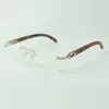 إطار نظارات عادي 3524012 مع أرجل خشبية من الطاووس وعدسات 56 ملم للجنسين