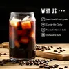 Sublimation Glass Beer Mugs 16OZ Cola Can Tumbler Frosted Jar Soda Beverage Straw Cup with Bamboo Lid and straw