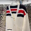 Women's Sweaters Designer High Grade Women Spring Fall Knit Cardigan Coat Trendy Stripe Pattern Sweater Personality Pocket Coats HDXD