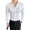 Plus storlek 5xl-M Autumn Solid Long Sleeve Dress Shirt Men Clothing Simple Slim Fit Casual Formal Wear Office Blus Homme 220516