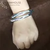 Armreif aus reinem Silber 925, Armreif für Frauen, zwei große runde Schleife, Armband, Pulseira Femme, Hochzeit, Brautschmuck, GeschenkBangleBangle