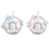 Decorative Flowers & Wreaths Christmas White Angel Wreath Vine Ring Pink Door Hanging Tree Pendant OrnamentsDecorative