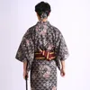 Asya etnik giyim yeni tasarım kimono erkekler resmi elbise japon beyefendi suit geleneksel kimono + kemer polyester malzeme giymek