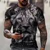 Мужские футболки Camiseta con Diseño de Cabeza Tigre Para Hombre, Camisa estilo Callejero manga corta personalidad, diverertida, haraj