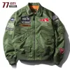 MA1 BOMBER JACCH MEN SPRING Autumn Streetwear Embroidery Air Force Baseball Jacket Man Military Windbreaker Chaqueta Hombre T220816
