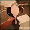 Mirrors Home Décor Garden Hand-Held Makeup Romantic Vintage Lace Hand Hold Mirror With Handle Oval Round Cosmetic Tool Dresser Gift Drop D