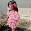 Kleidung Sets Baby Mädchen Set Rosa Anzug 2022 Sommer Süße Wind Kirschblüte Pulver Blase Rock Prinzessin Bluse Zwei-stück SetKleidung