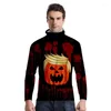 Sweats à capuche pour hommes Sweat-shirts imprimés à manches longues automne col rond écharpe chemise effrayant citrouille lanterne série T-shirt pour hommes thème Halloween