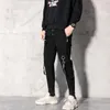 Men Streetwear Pants Black Harem Light Punk Ribbons Casual Slim Jogger Hip Hop Trousers LBZ138 220816