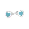 ES24 T HOME 925 Weiße Ohrringe Emaille herzförmige Ohrringe einfache Ohrringe Geschenke für Freundinnen