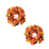 Ghirlande di fiori decorativi 40 cm Ghirlanda arancione Decorazione di bacche di zucca Ghirlanda di acero Rattan Autunno artificiale Porta d'ingresso Decorazioni per la casa Grazie