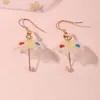 Korean söt mini 3D Rainbow Paraply Dangle örhängen för kvinnor flicka mode kreativt roligt hänge örhänge smycken tillbehör