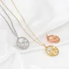 Pendant Necklaces Copper Micro Pave Charms Multicolor Round Mushroom Hollow Cubic Zirconia Metal Pendants DIY Necklace Jewelry Gifts 25mmx19