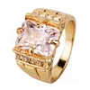 Vintage FDLK familia real cristal Natural azul cristal anillo oro Color hombres anillo de bodas tamaño 7 8 9 10 11 12 13 14262H