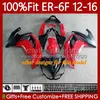 Wtrysk Mold OEM Forowanie Kawasaki Ninja 650R ER6 F 12-16 ER6F ER6F 12 13 14 15 16 Ciało 89HC.0 650-R ER-6F 2012 2013 2014 2014 2015 2016 100% Fit Wishing Kit Błyszczący czerwony gorący