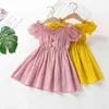 새로운 여자 옷 여름 드레스 솔리드 핑크 튤 뷰티 공주 카와이 디자이너 파티 파티 우아한 빠른 배송 아이들 의상 g220518